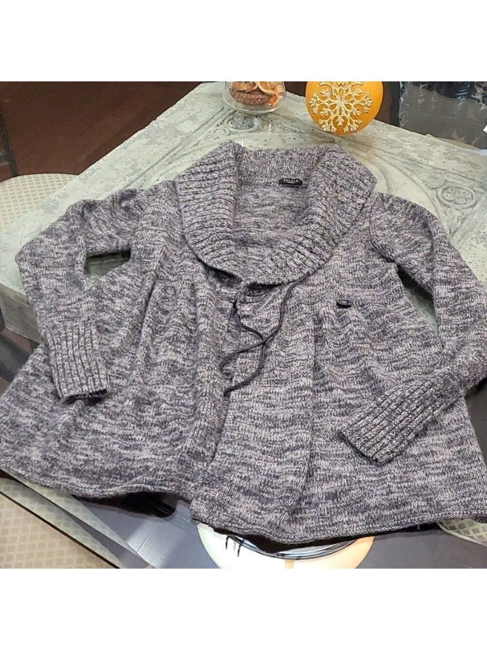 TALULA Aritzia Chunky Wool Angora Cashmere Heathered Gray Wrap Sweater